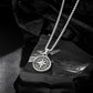 Antique Silver  Compass Pendant Necklace Wheat Chain N00704