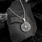 Antique Silver Compass Pendant Necklace Curb Chain N00700