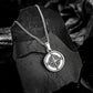 Antique Silver Compass Pendant Necklace Curb Chain N00656