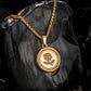 Gold Rose Pendant Necklace Wheat Chain N00860