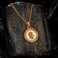 Gold Rose Pendant Necklace Curb Chain N01538