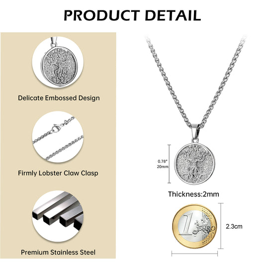 Silver Tree of Life Pendant Necklace Wheat Chain N00403