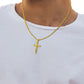 Gold Jesus Cross Necklace Twisted Rope Chain N00423