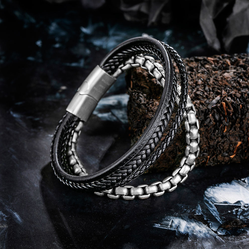 Leather And Steel Bracelet BHR00112